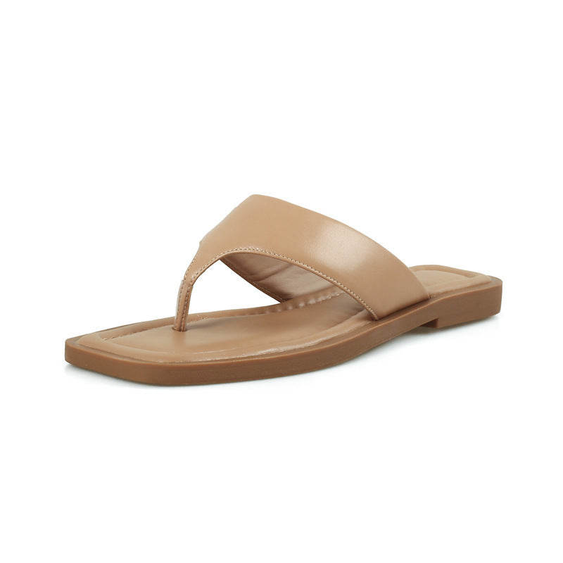 Wholesale Square toe flip flops women's summer beach sandals